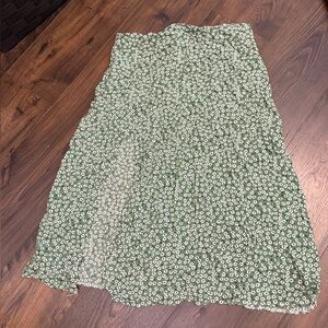 SHEIN Green Floral Midi Skirt with Slit Women’s Size XL